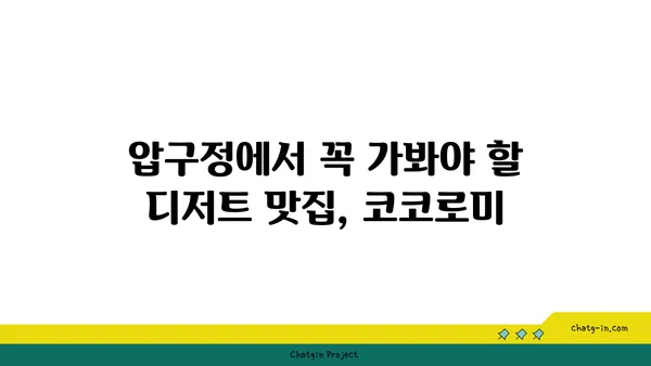 압구정 디저트 천국: 코코로미에서 감미로운 여정 시작