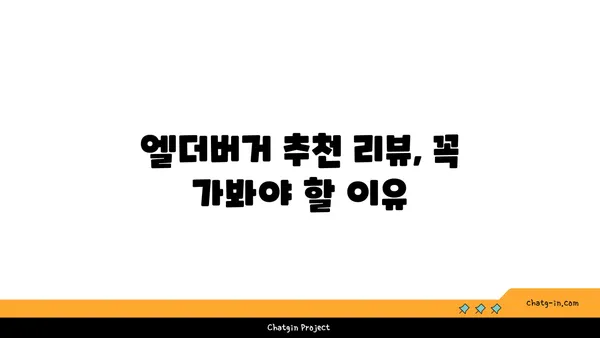 이영자도 반한 수제버거 핫플레이스, 엘더버거