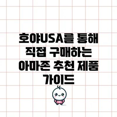 호야USA를 통해 직접 구매하는 아마존 추천 제품 가이드