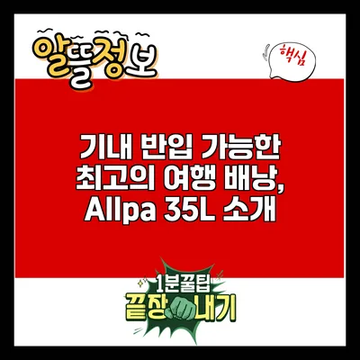 기내 반입 가능한 최고의 여행 배낭, Allpa 35L 소개