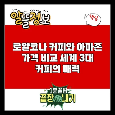 로얄코나 커피와 아마존 가격 비교: 세계 3대 커피의 매력