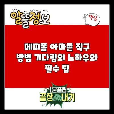 메피폼 아마존 직구 방법: 기다림의 노하우와 필수 팁