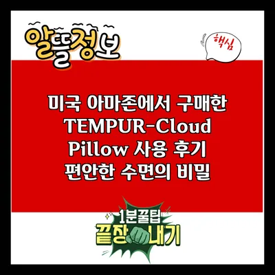 미국 아마존에서 구매한 TEMPUR-Cloud Pillow 사용 후기: 편안한 수면의 비밀