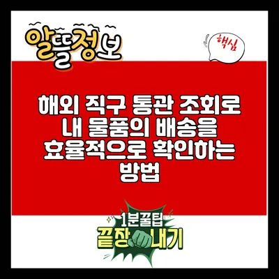 해외 직구 통관 조회로 내 물품의 배송을 효율적으로 확인하는 방법