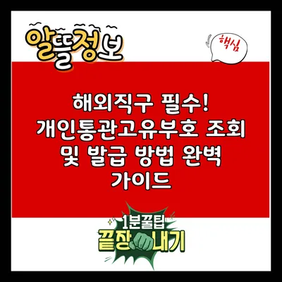 해외직구 필수! 개인통관고유부호 조회 및 발급 방법 완벽 가이드