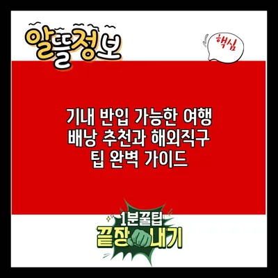 기내 반입 가능한 여행 배낭 추천과 해외직구 팁 완벽 가이드