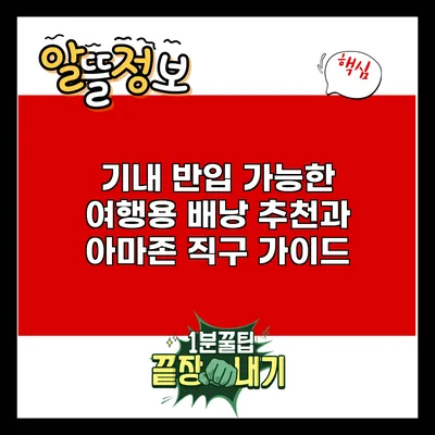 기내 반입 가능한 여행용 배낭 추천과 아마존 직구 가이드