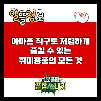 아마존 직구로 저렴하게 즐길 수 있는 취미용품의 모든 것