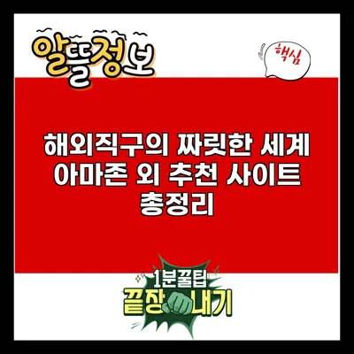 해외직구의 짜릿한 세계: 아마존 외 추천 사이트 총정리