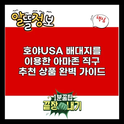 호야USA 배대지를 이용한 아마존 직구 추천 상품 완벽 가이드